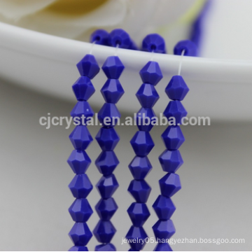 Blue amber glass beads,bicone beads 4mm